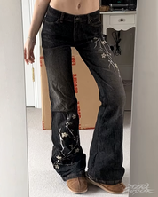 Floral Embroidered Flare Jeans