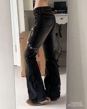 Floral Embroidered Flare Jeans