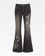 Floral Embroidered Flare Jeans
