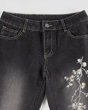 Floral Embroidered Flare Jeans