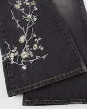 Floral Embroidered Flare Jeans