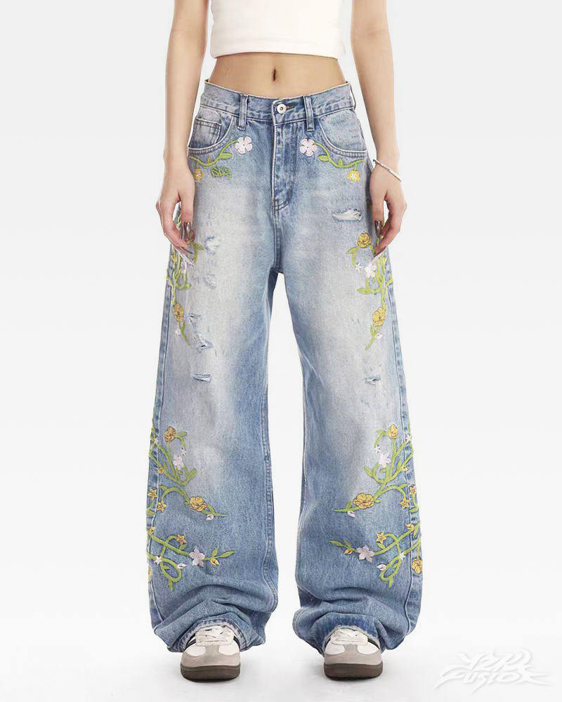 Floral Embroidered Jeans