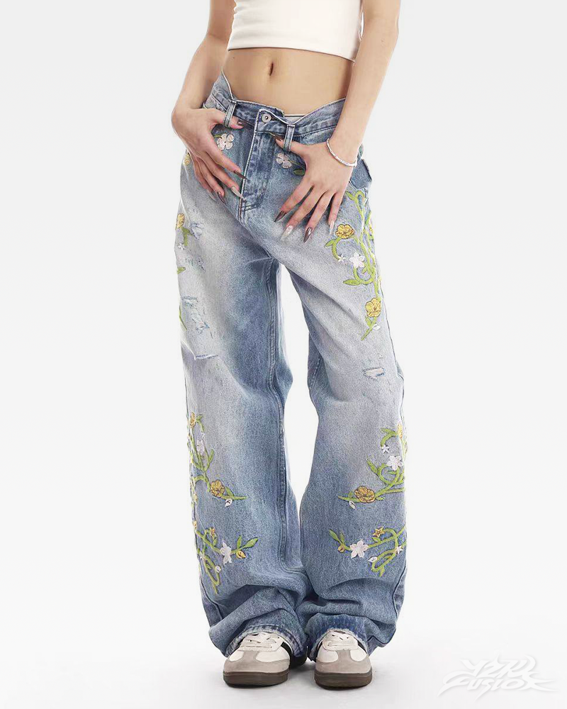 Floral Embroidered Jeans