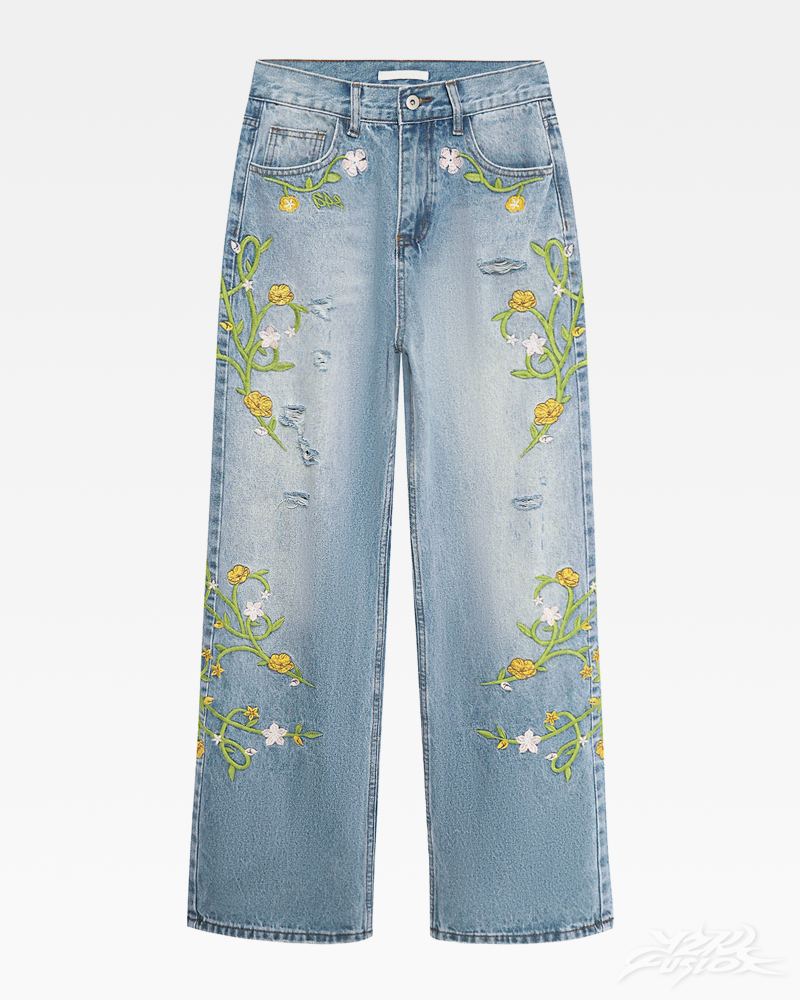 Floral Embroidered Jeans