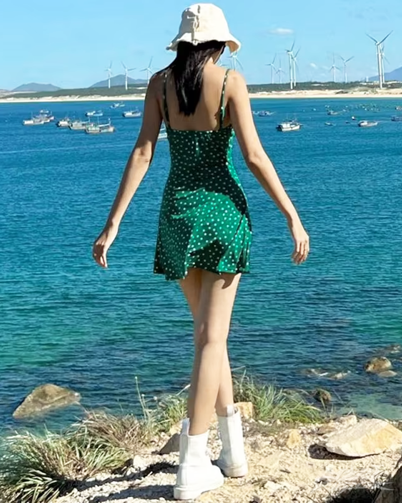 Green Polka Dot Slip Dress