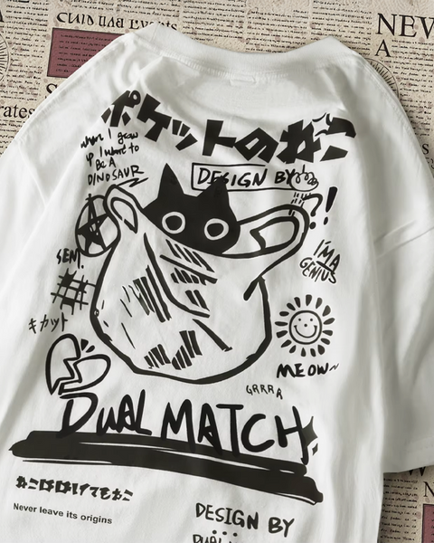 Japanese Cat T Shirt | Y2K Fusion