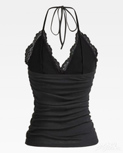 Lace Ruched Halter Top