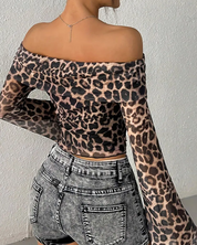 Leopard Print Off The Shoulder Top