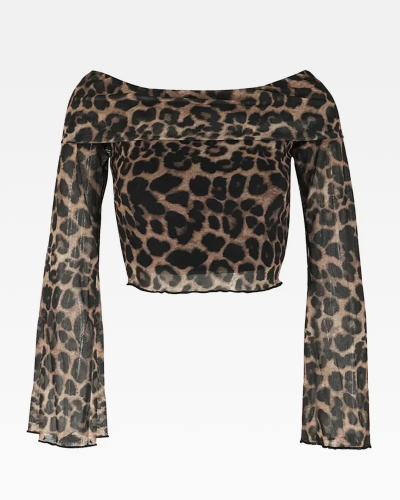 Leopard Print Off The Shoulder Top
