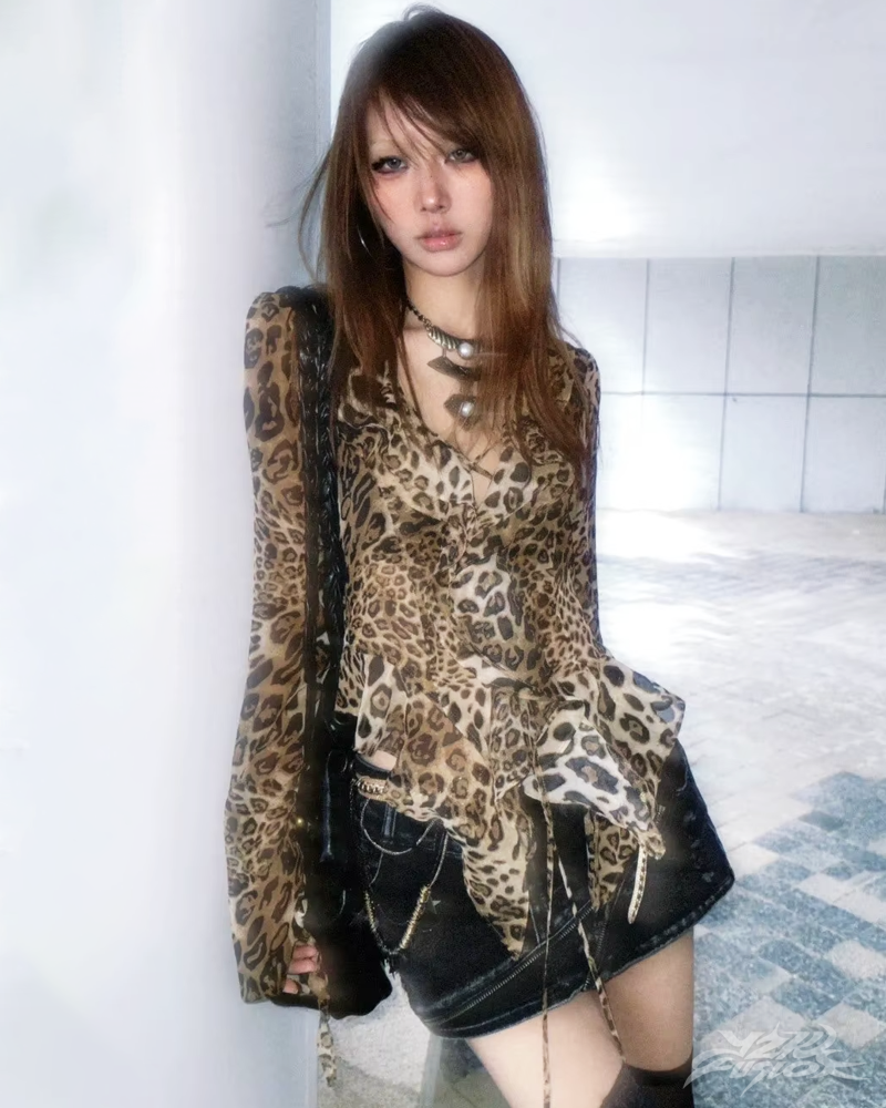 Leopard Print Ruffle Blouse
