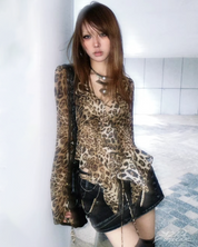Leopard Print Ruffle Blouse