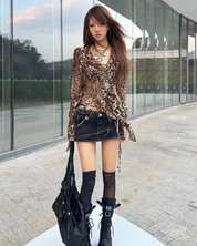 Leopard Print Ruffle Blouse