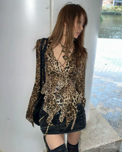 Leopard Print Ruffle Blouse