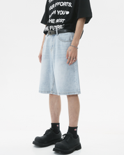 Short en jean bleu clair homme