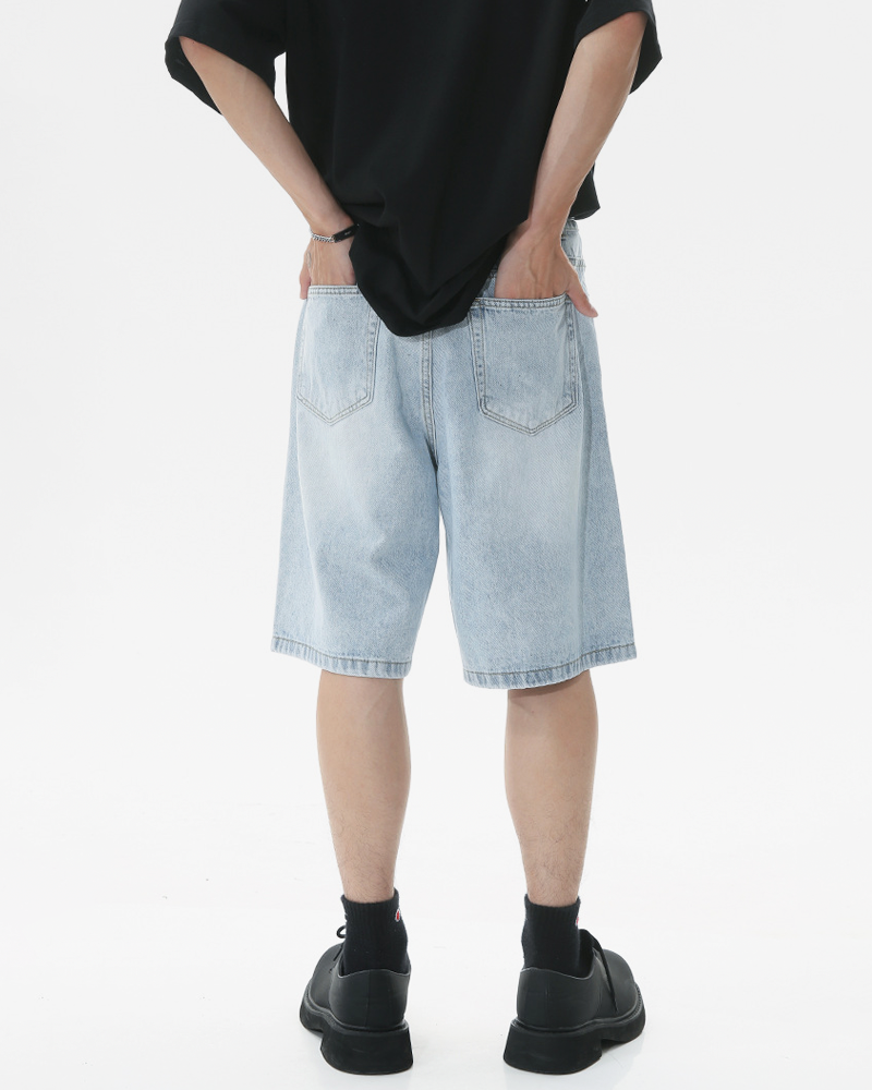 Short en jean bleu clair homme