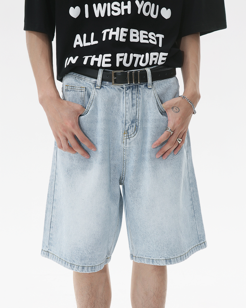 Short en jean bleu clair homme