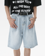 Short en jean bleu clair homme