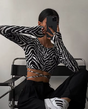 Long Sleeve Zebra Top