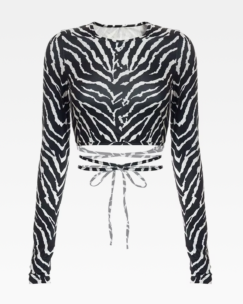 Long Sleeve Zebra Top