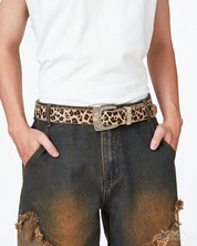 Mens Leopard Print Belt