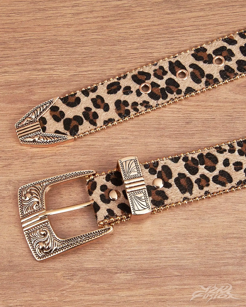 Mens Leopard Print Belt