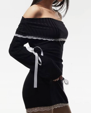 Off The Shoulder Long Sleeve Mini Dress