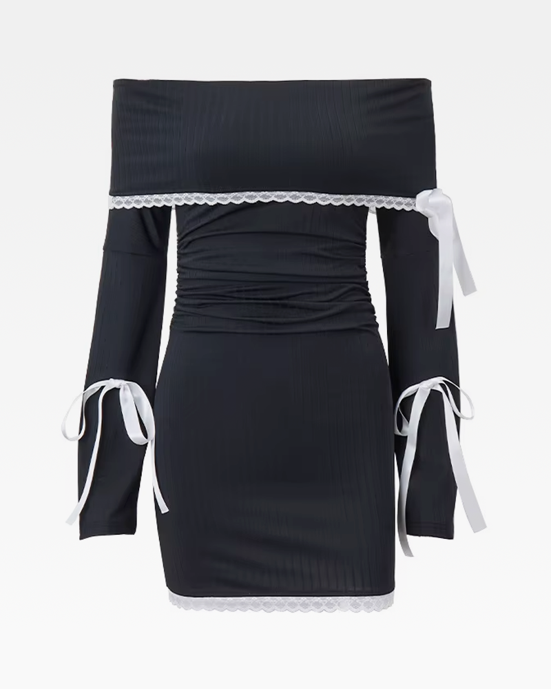 Off The Shoulder Long Sleeve Mini Dress