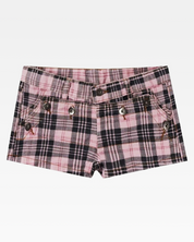 Plaid Denim Shorts