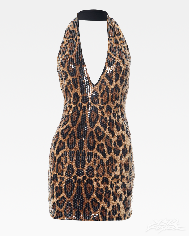Sequin Leopard Mini Dress