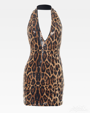 Sequin Leopard Mini Dress