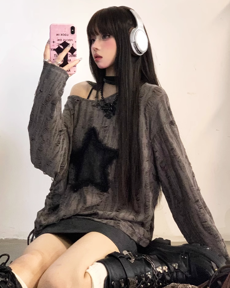 Pull grunge femme