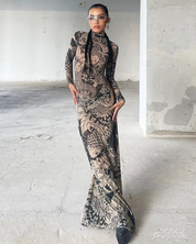 Tattoo Print Maxi Dress