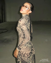 Tattoo Print Maxi Dress