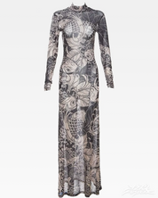 Tattoo Print Maxi Dress