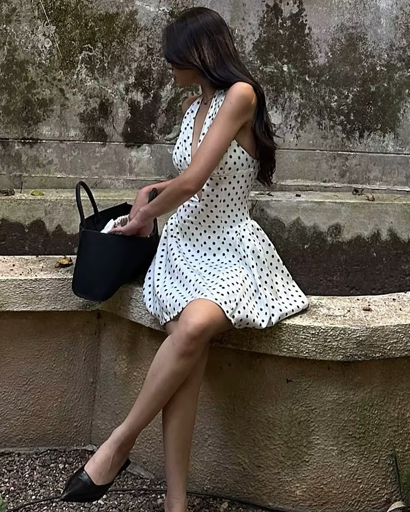 Abito bianco a pois