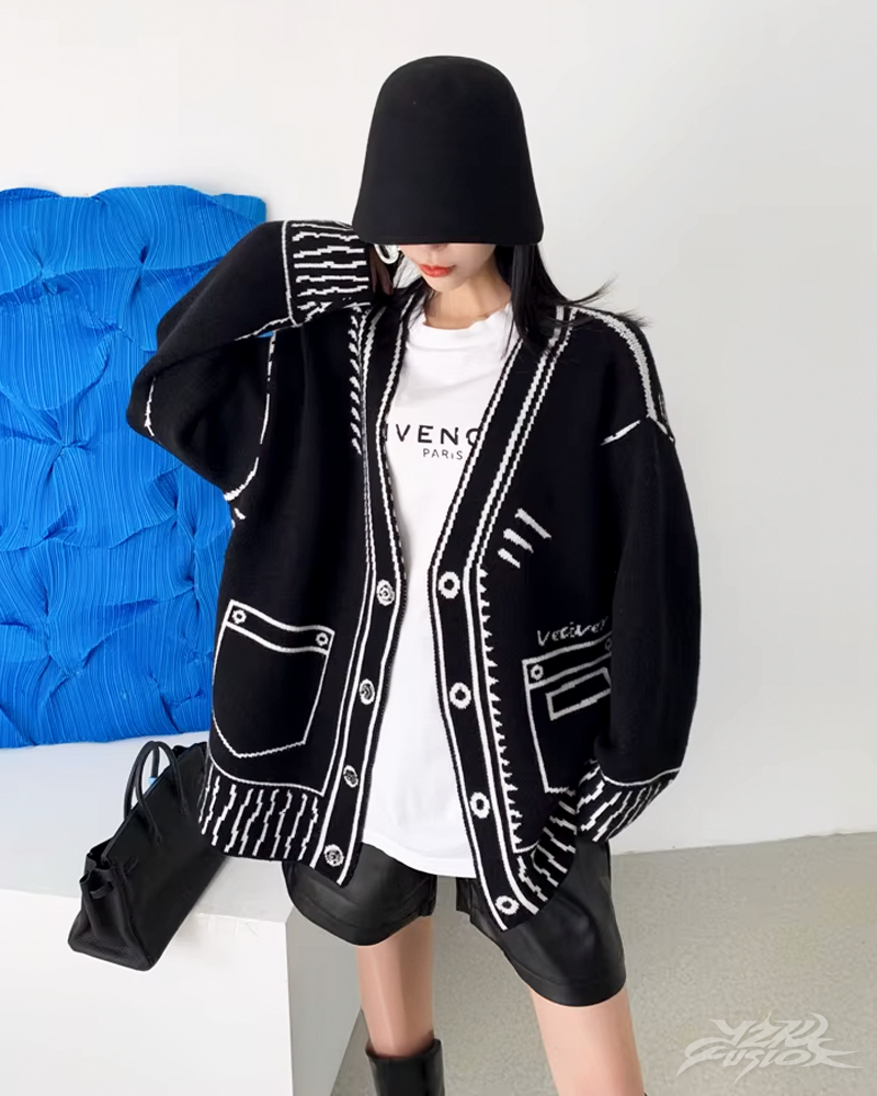 Womens Graphic Cardigan