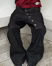 Y2K asymmetrical button jeans