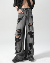 Y2K black ripped jeans