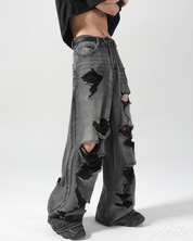 Y2K black ripped jeans