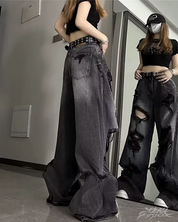 Y2K black ripped jeans