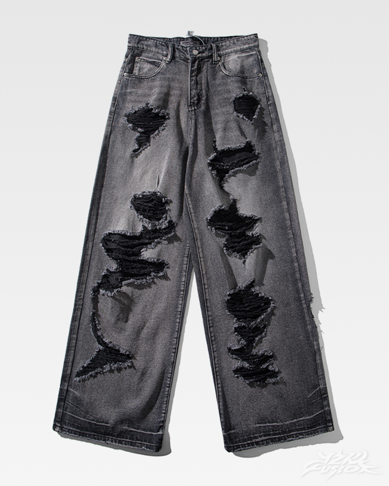 Y2K black ripped jeans