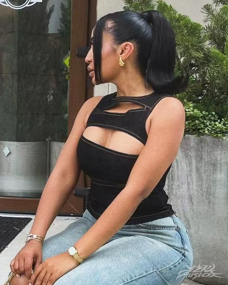Top Y2K in denim con cut out