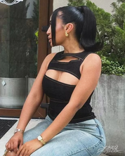 Top Y2K in denim con cut out