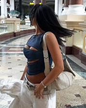 Top Y2K in denim con cut out