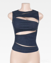 Top Y2K in denim con cut out