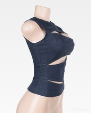 Top Y2K in denim con cut out