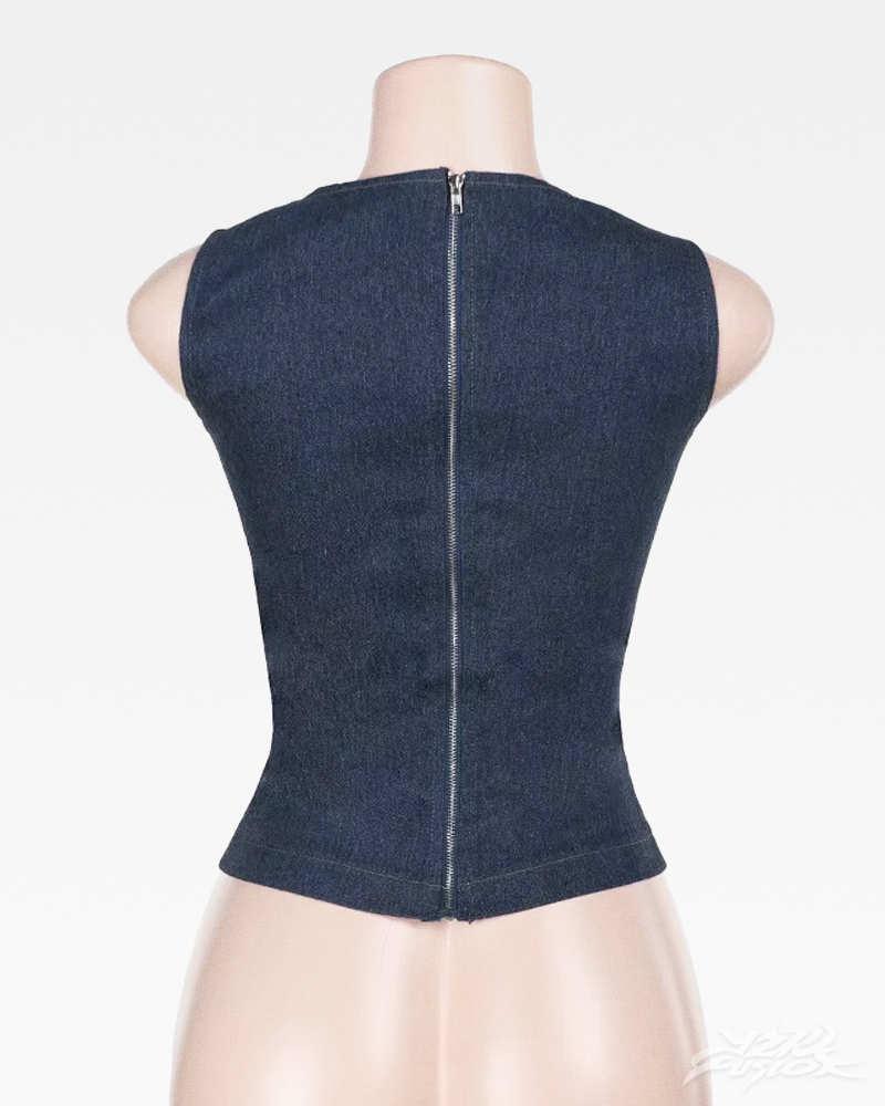 Top Y2K in denim con cut out
