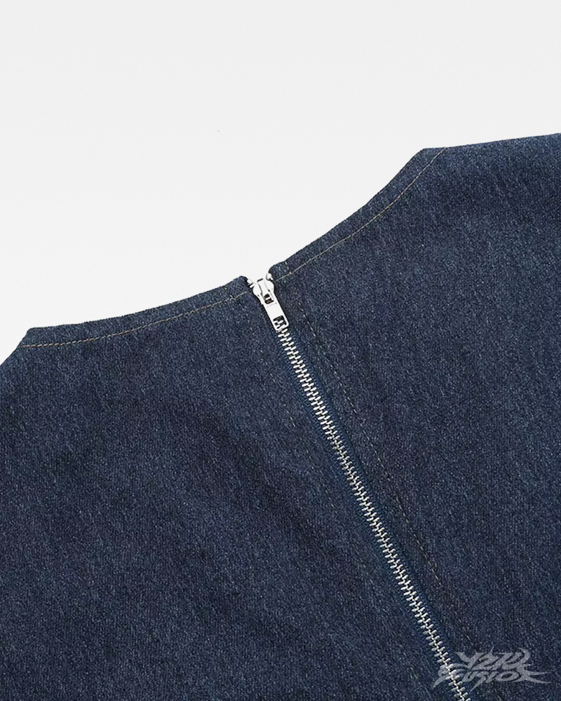 Top Y2K in denim con cut out