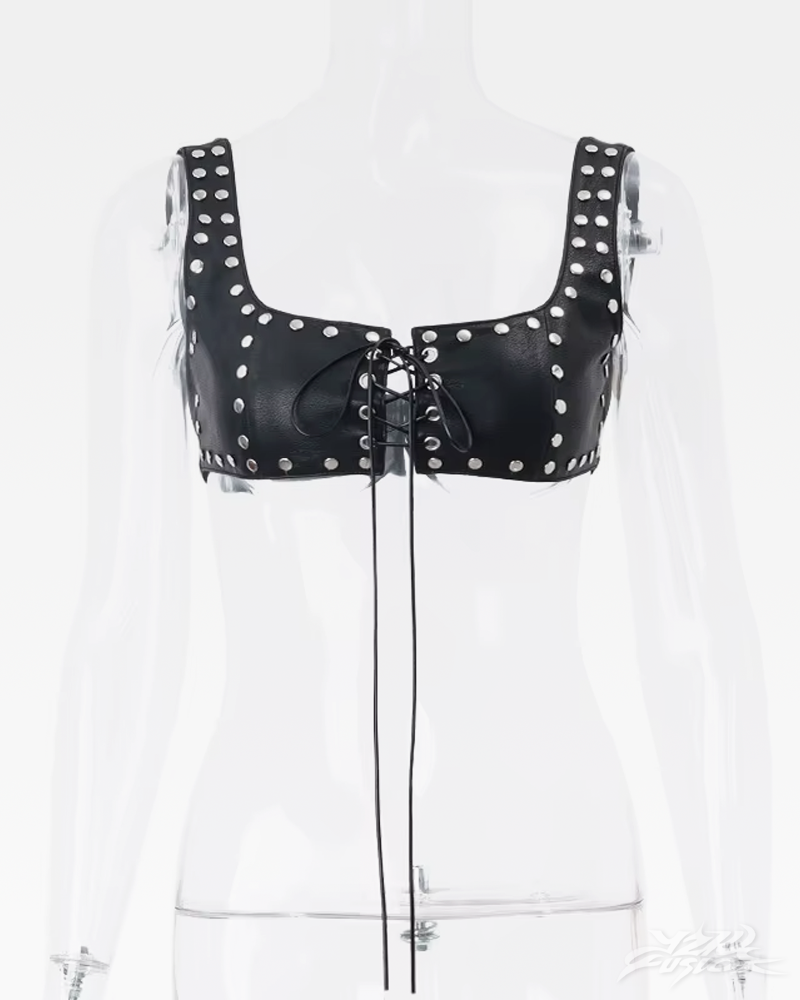 Y2K Leder Bralette