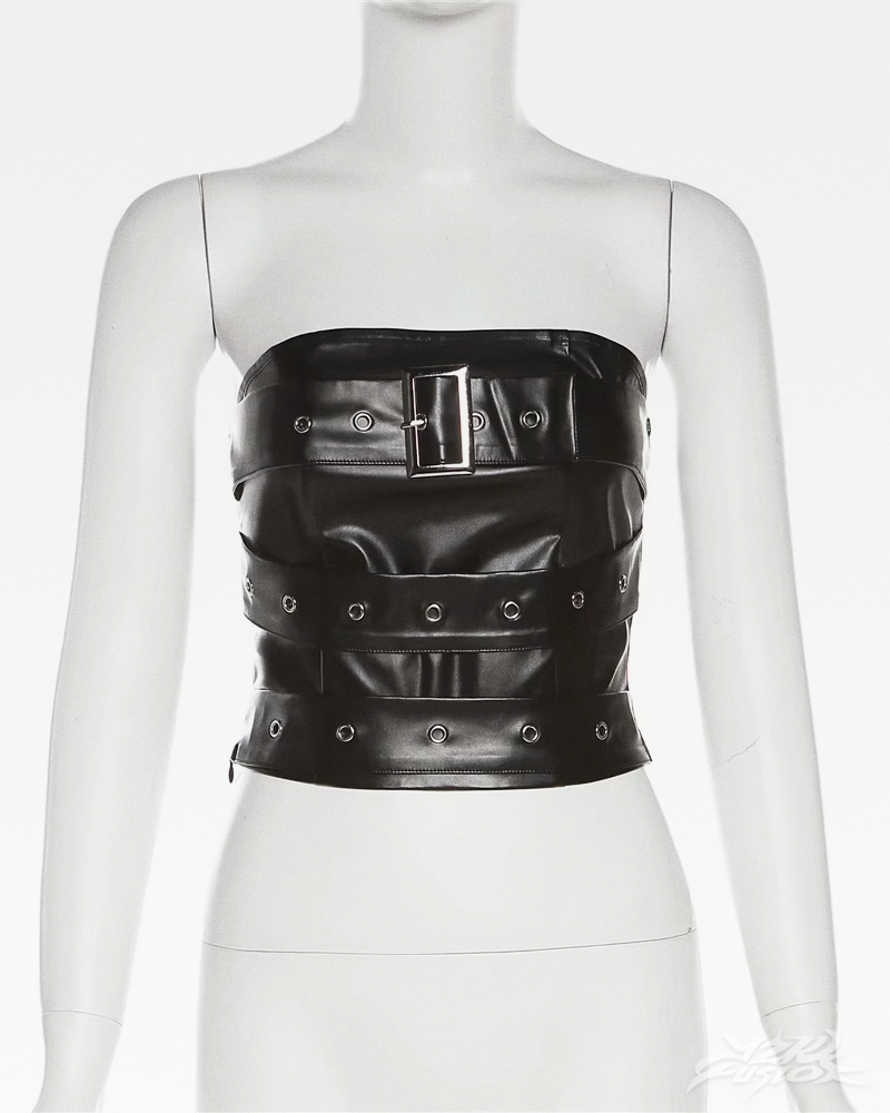 Y2K Kunstleder Bandeau Top